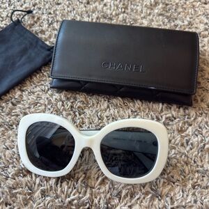 Authentic Chanel Acetate White Oversized Sunglasses